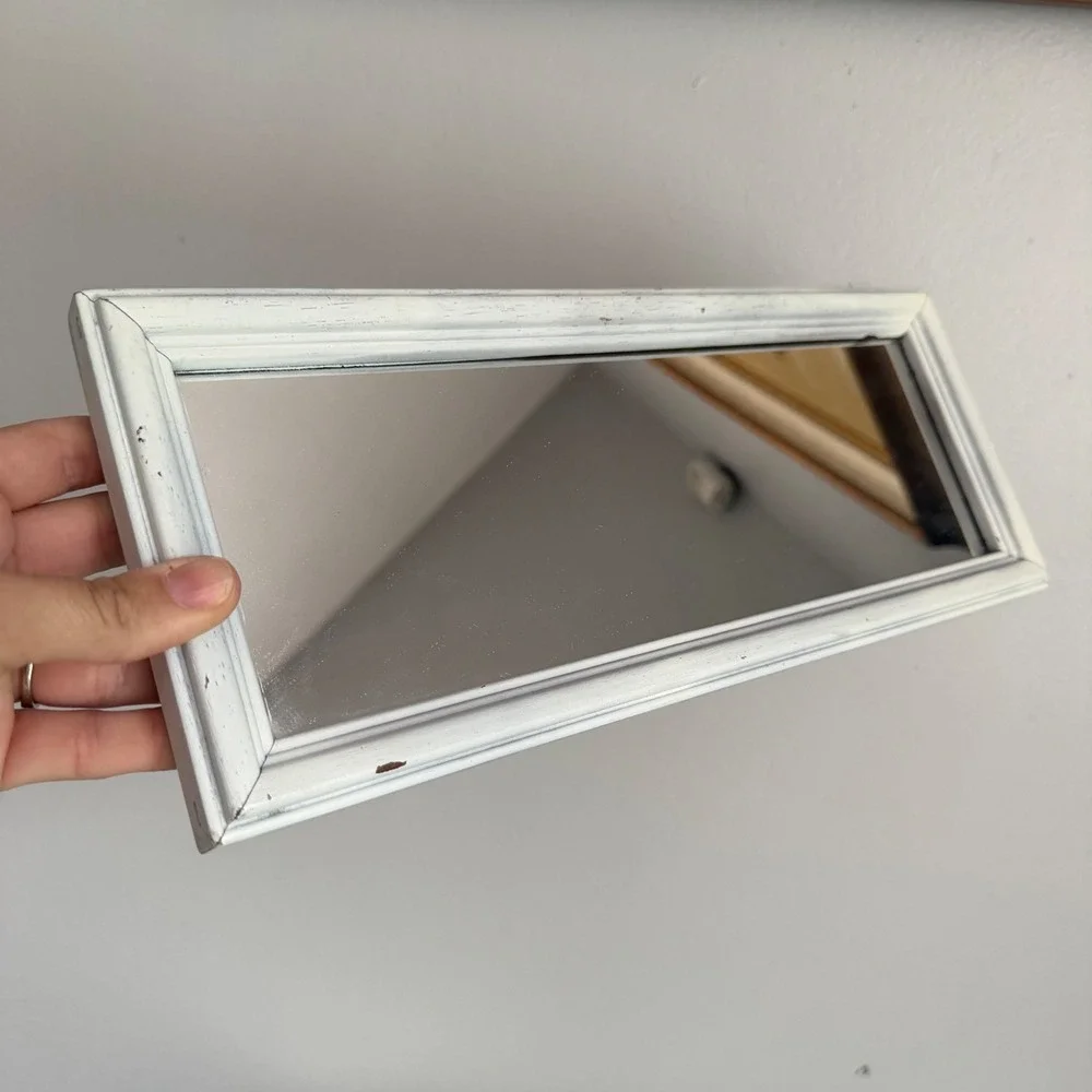 Vintage Distressed White Wood‎ Framed Wall Mirror Rectangular Farmhouse Decor